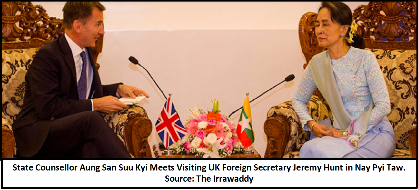 State Counsellor Aung San Suu Kyi Meets Visiting UK Foreign Secretary Jeremy Hunt in Nay Pyi Taw. 
